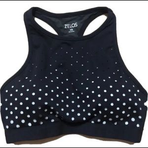 Zelos XS Black Sports Bra Top Black White Laser Cut Size XS